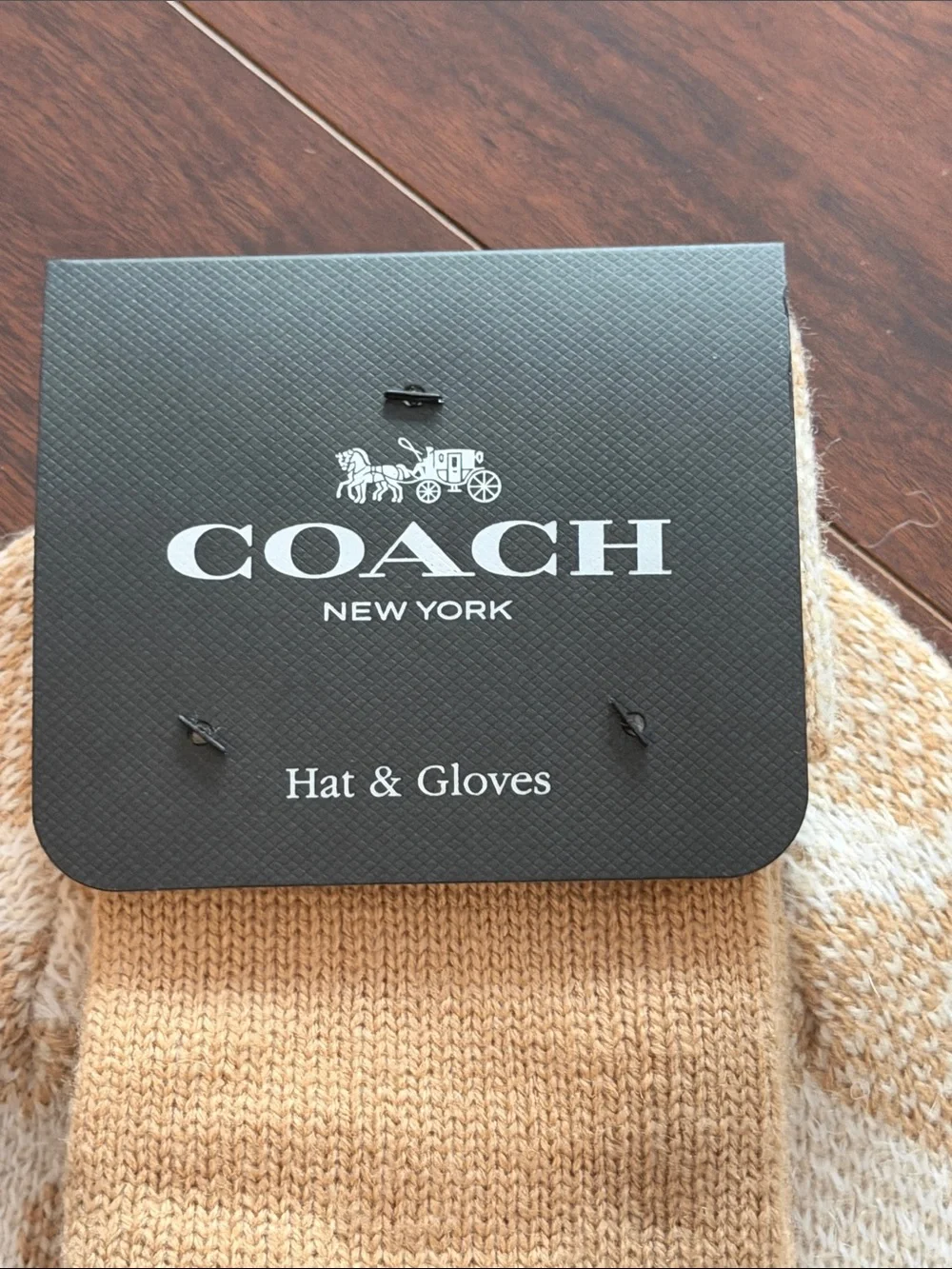 NWT - Coach Wool Tan & Beige Hat and Gloves Set